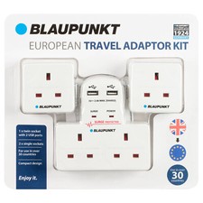 Blaupunkt European Travel Adaptor Kit Use In Over 30 Countries Compact Design