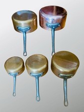 Vintage French Copper Saucepans. Set of 5. CUIVRES DE FAUCOGNEY.  VGC