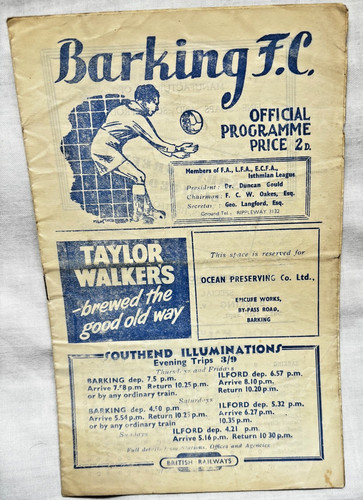 1953 barking fc - 10.9.1953.,