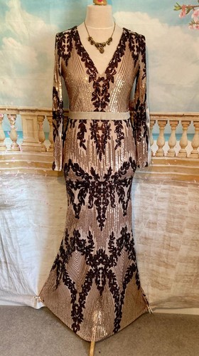 Maxi evening dress beige - 12,