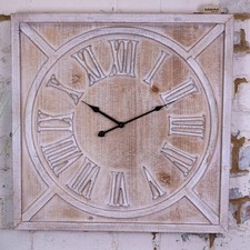 Large Square Wooden Clock 60cm