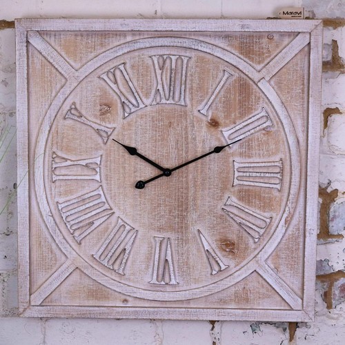 Large square wooden clock 60cm - large,
