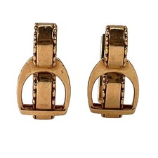 Hermes Paris French Stirrup 18K Yellow Gold Cufflinks