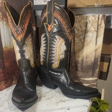 Mens Black Leather Cowboy Boots Size 10.5/45