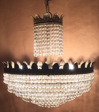 Antique Chandelier - Brass/Crystal - French/Spanish - Very Unusual - Unique.