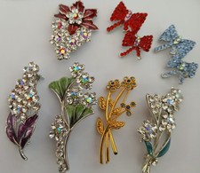 Vintage crystal brooches -