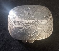 vintage silver pill box floral larger size 925 maker CME