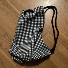 Vintage Marks & Spencer Black & White Gingham Check Beach Bag / Duffle Bag