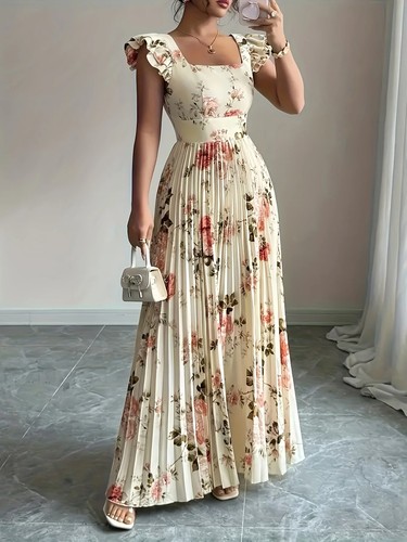 Women floral pleated midi - floral,