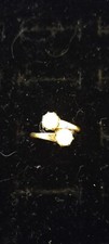 Beautiful Vintage SARAH COV Gold Plated Cocktail Ring With Prong Set Faux Pearls