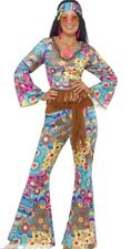 Ladies Hippie Hippy Flower Power 60's 70's Festival Flares Fancy Dress Costume