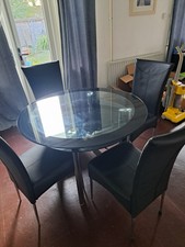 Double Glass Dinning Table with 4 Chairs Minor Scuffs