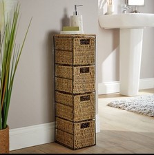 Home Source Ankara Fully Assembled Slim 4 Drawer Basket Storage Tower