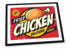 Fried Chicken Kitchen Red FRAMED ART PRINT Picture Poster Artwork