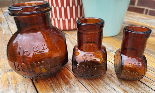 Vintage bovril jars - vintage, x3
