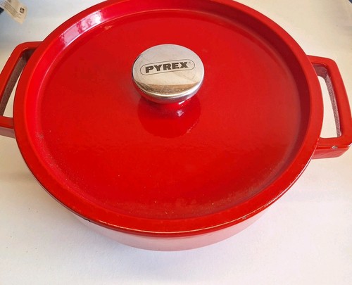 Pyrex red enamelled cast - cast, iron