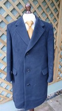 Vintage Aquascutum Wool / Cashmere Mens Navy Crombie Coat size 42"