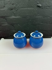 2 x Denby Imperial Blue Spice Storage Jars 10.5 cm High Set
