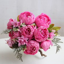 13 Heads Silk Peony Artificial Flowers Wedding Bouquet Home Party Outdoor Decor