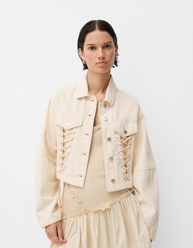 Bershka cream light beige - , lace