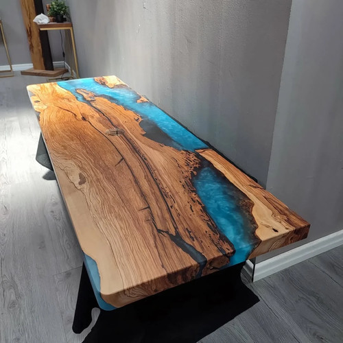Handmade blue epoxy - blue, river