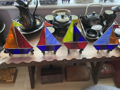 Stained glass boats hand - glass, boats.
