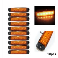 10Pcs Orange Amber 12v 6 Led Side Marker Indicators Lights Truck Trailer E Mark