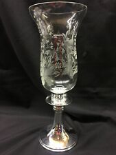 silver plated hand cut glass hurricane lamps
