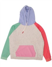 JOULES Womens Oversized Hoodie Jumper UK 14 Large Grey Colourblock Cotton CF13