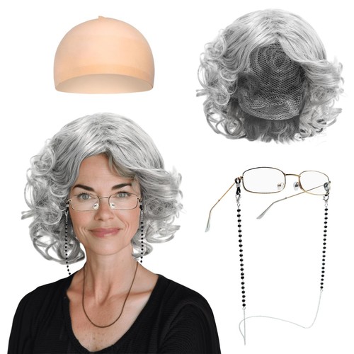 Old lady fancy dress - fancy, set,grey
