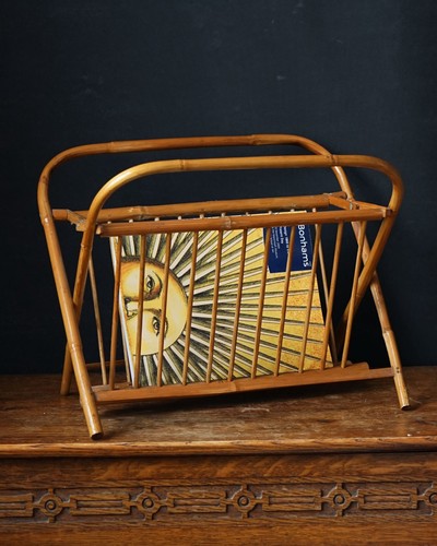 Vintage bamboo magazine rack - vintage,