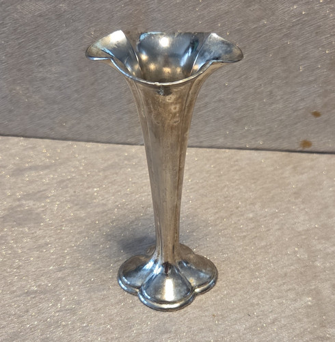 Antique silver plate bud vase - plate,