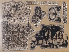 Tinkering With Time VINTAGE INC A5 Stamp Set STEAMPUNK Backgrounds Butterflies 