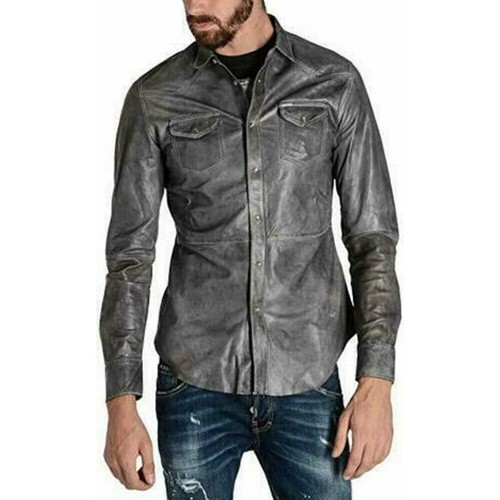 Trendy new men gray leather - men's,