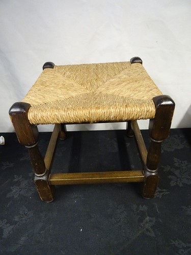 Vintage oak stool with - vintage,