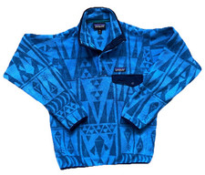 Patagonia Synchilla Crazy Pattern Aztec Blue Fleece Jumper - XXS