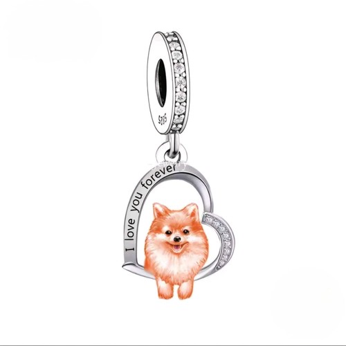 925 silver pomeranian - silver, dog