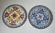 2 Spanish Ceramar ceramic floral / flowers design hanging wall plates