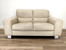 SOFA 2 Seater Digio Agrigento Cream Real Italian Leather Aluminium Blade Legs