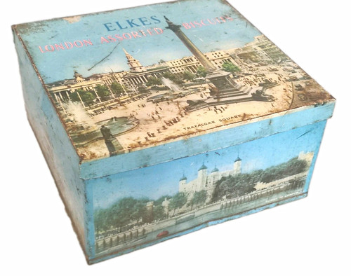 Vintage elkes biscuits tin - vintage,