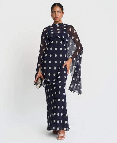 Navy spot chiffon cape - spot,