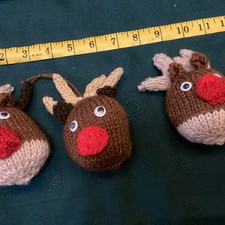 Rudolf Reindeers X 3 Knitted