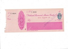 NATIONAL  PROVINCIAL and UNION BANK  OF  ENGLAND  UNUSED  CHEQUE  19--