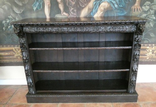 Bookcase country oak carved - country,