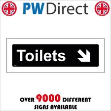 SIGN Toilets Down Arrow White