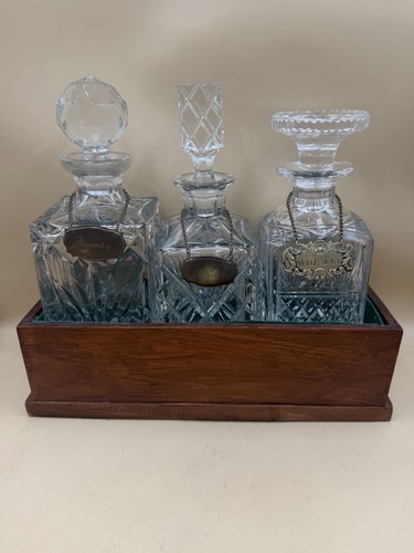 Triple crystal decanter set - crystal,