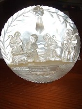 MOTHER OF PEARL NATIVITY BETHLEHEM SCENE CARVED  RELIGIOUS ANTIQUE FIGURES  VGC