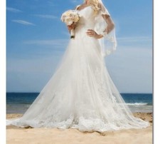 PRONOVIAS PETUNIA WEDDING DRESS SIZE UK6 Inc:Vail ,belt and Lace Cropped Jacket.