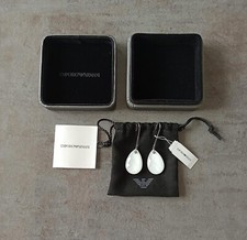 Emporio Armani Earrings, Steel, Drop Faceted Earrings with Box, Tag + Pouch
