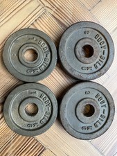 Vintage BODY BILD Weight Plates 2x 2kg & 2x 1kg iron for 1" dumbbell barbell bar